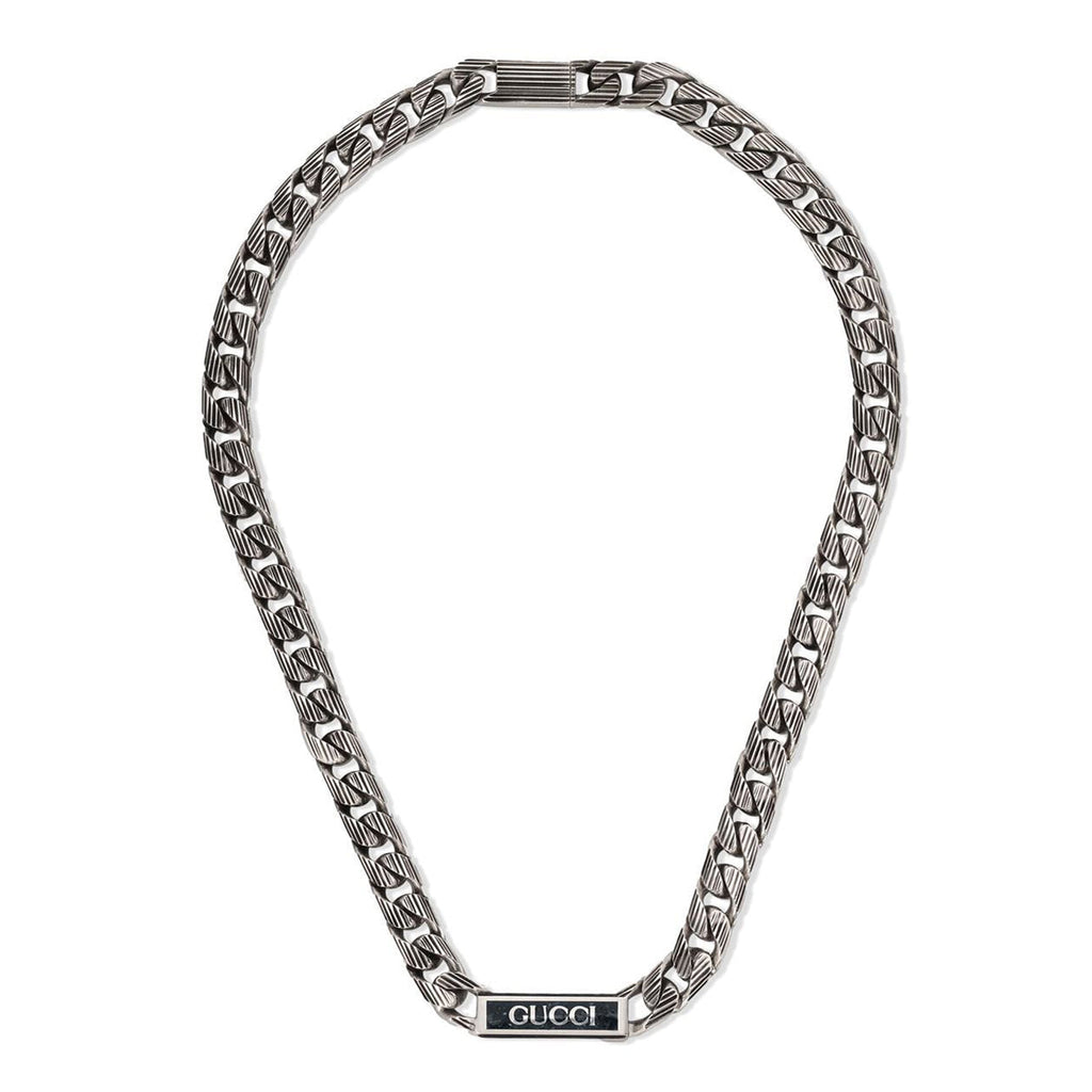 Double Gucci Logo Enamel Chain Necklace