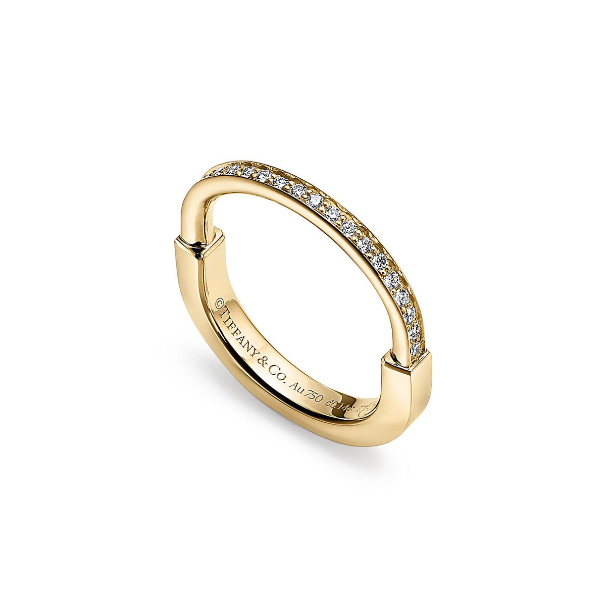 18K Tiffany Lock Diamonds Yellow Gold Ring