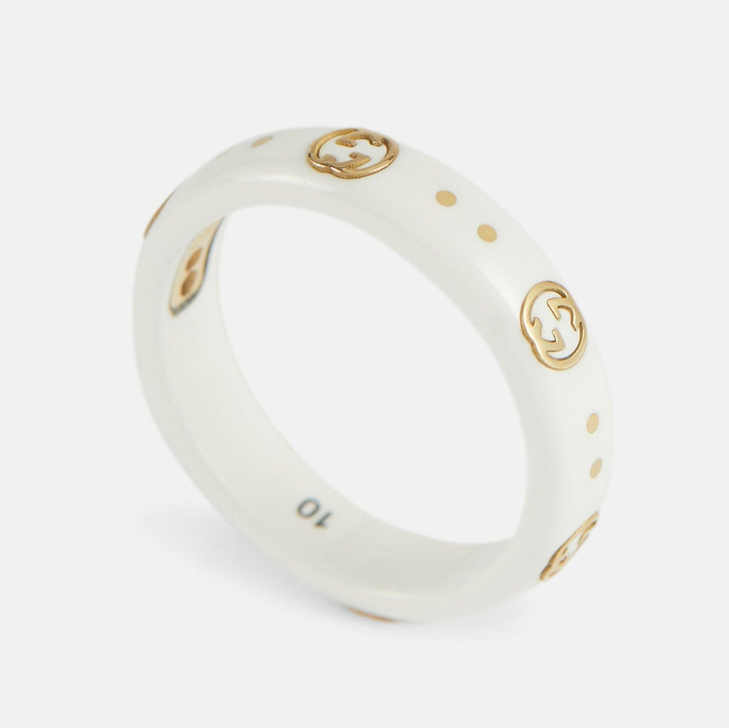 18K Double Gucci Icon White Zirconia Ring