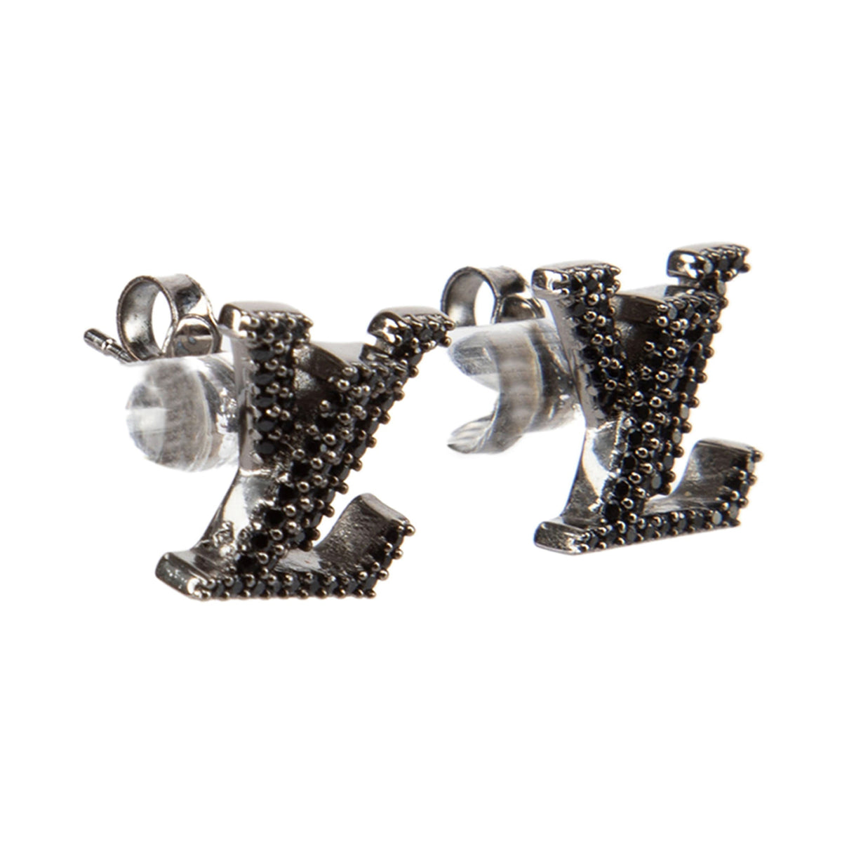 18K Louis Vuitton Iconic Black Crystal Stud Earrings