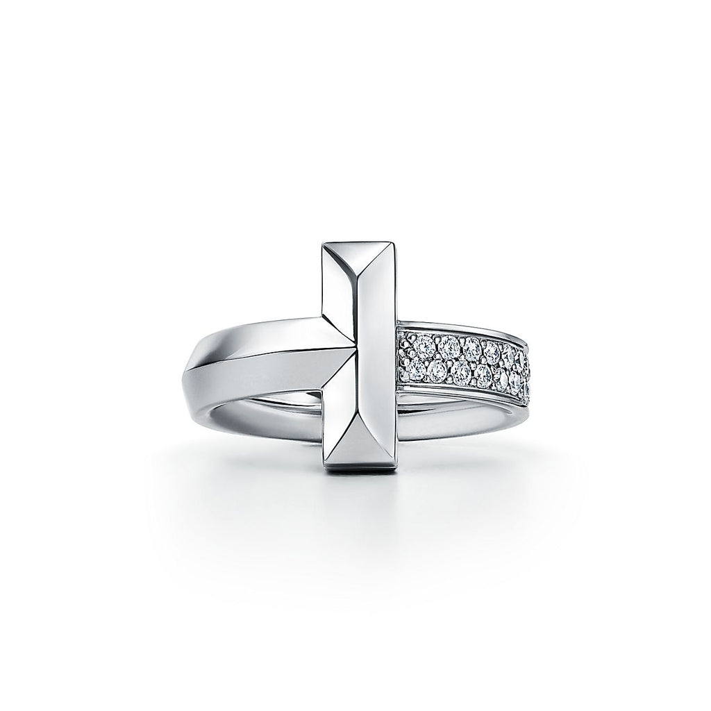 18K Tiffany Narrow Pave Ring