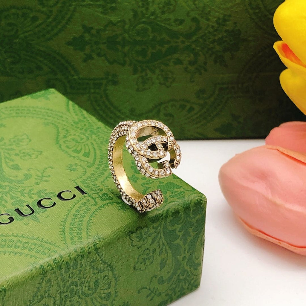 18K Double Gucci Crystal Ring