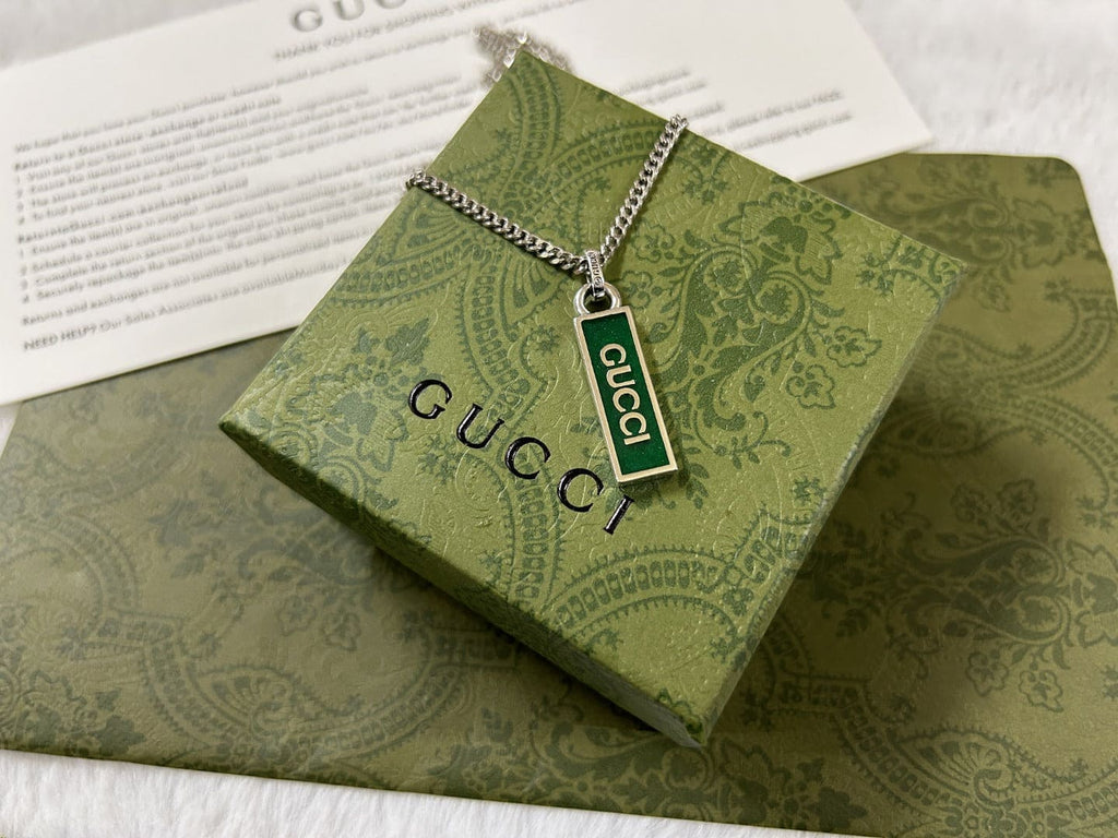Double Gucci Enamel Pendant Necklace