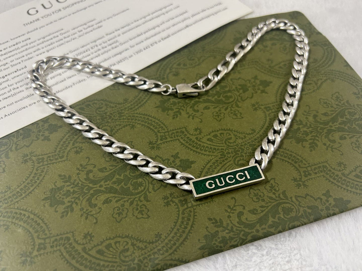 Double Gucci Enamel Chain Necklace