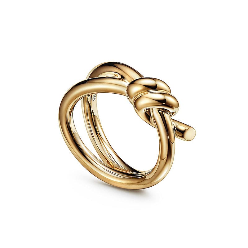 18K Yellow Gold Knot Double Row Ring