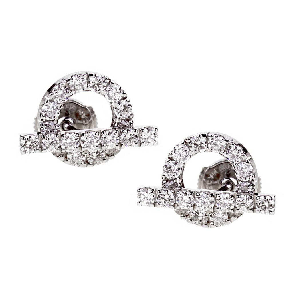 18K Finesse Diamond Stud Hermes Earrings