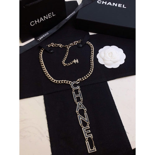 18K  Chanel 22S Big Black Logo Necklace