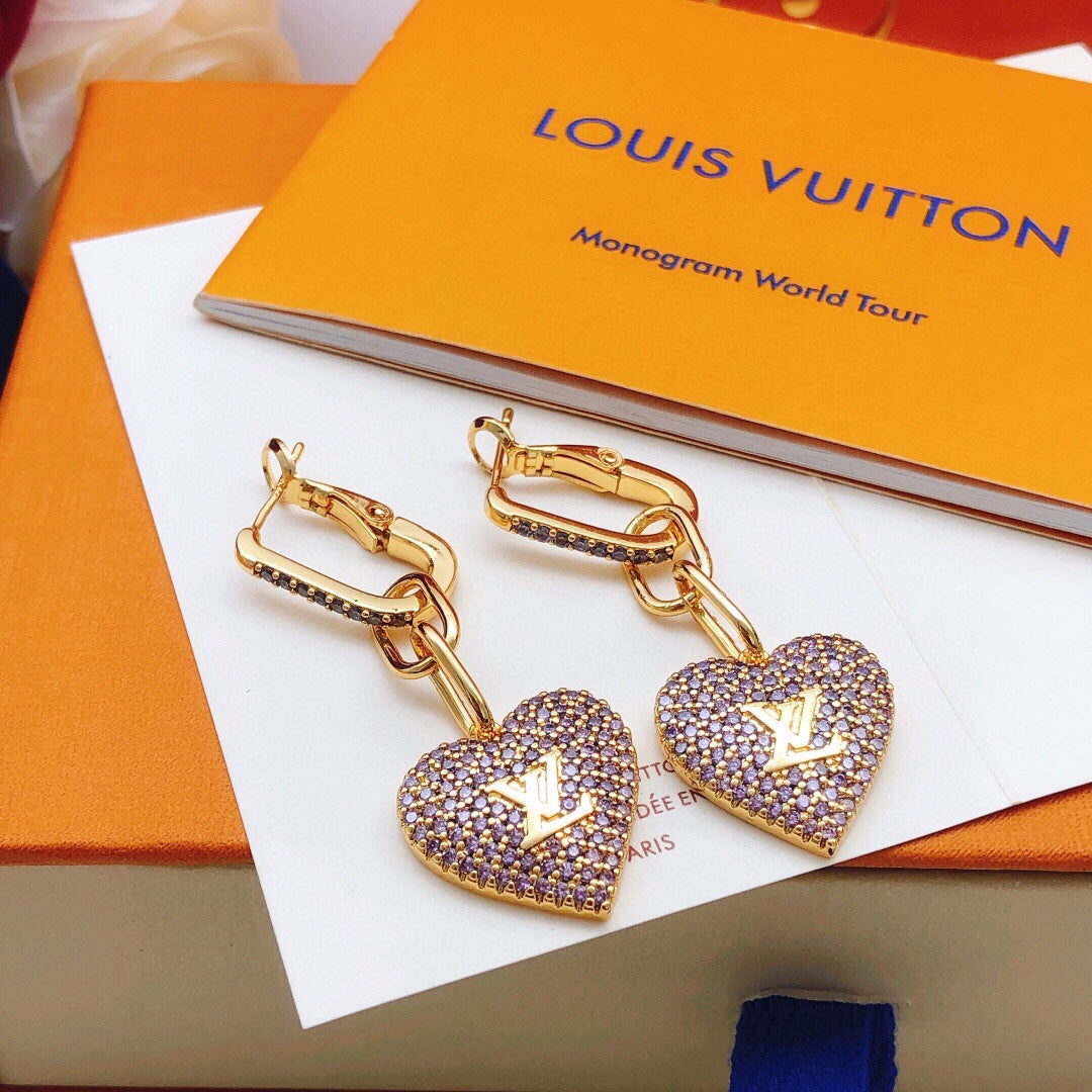 18K Louis Vuitton Heart Diamond Earrings