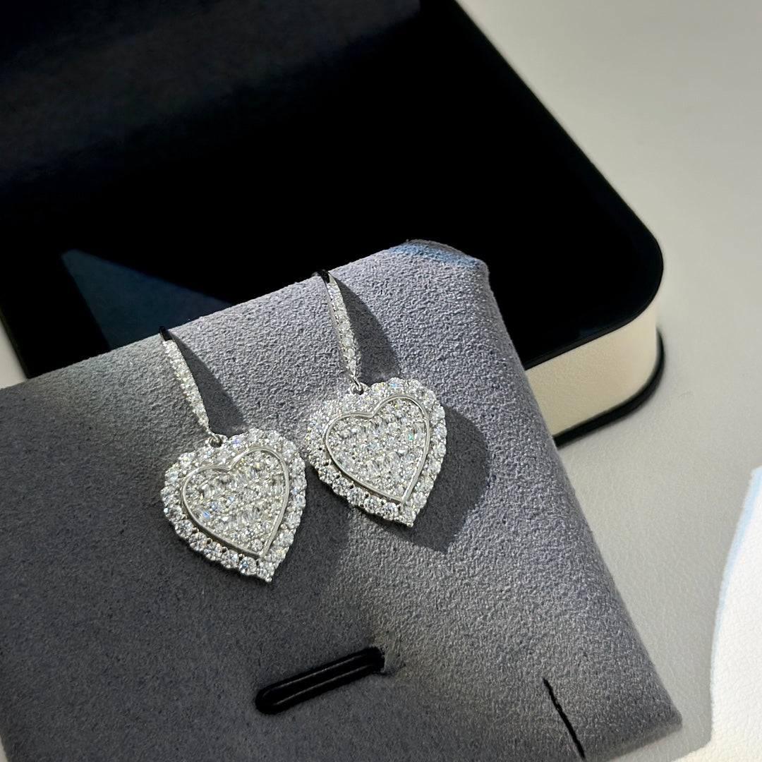 18K Tiffany Heart Diamonds Earrings