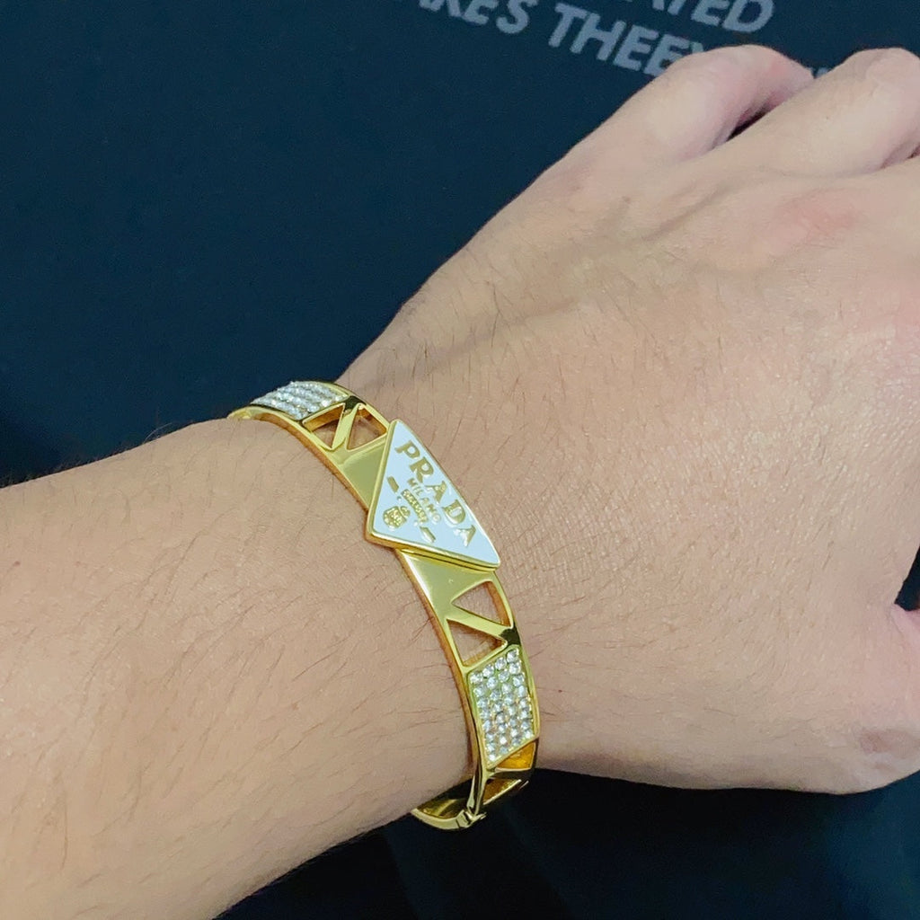 18K Prada Triangle Diamond Bracelet