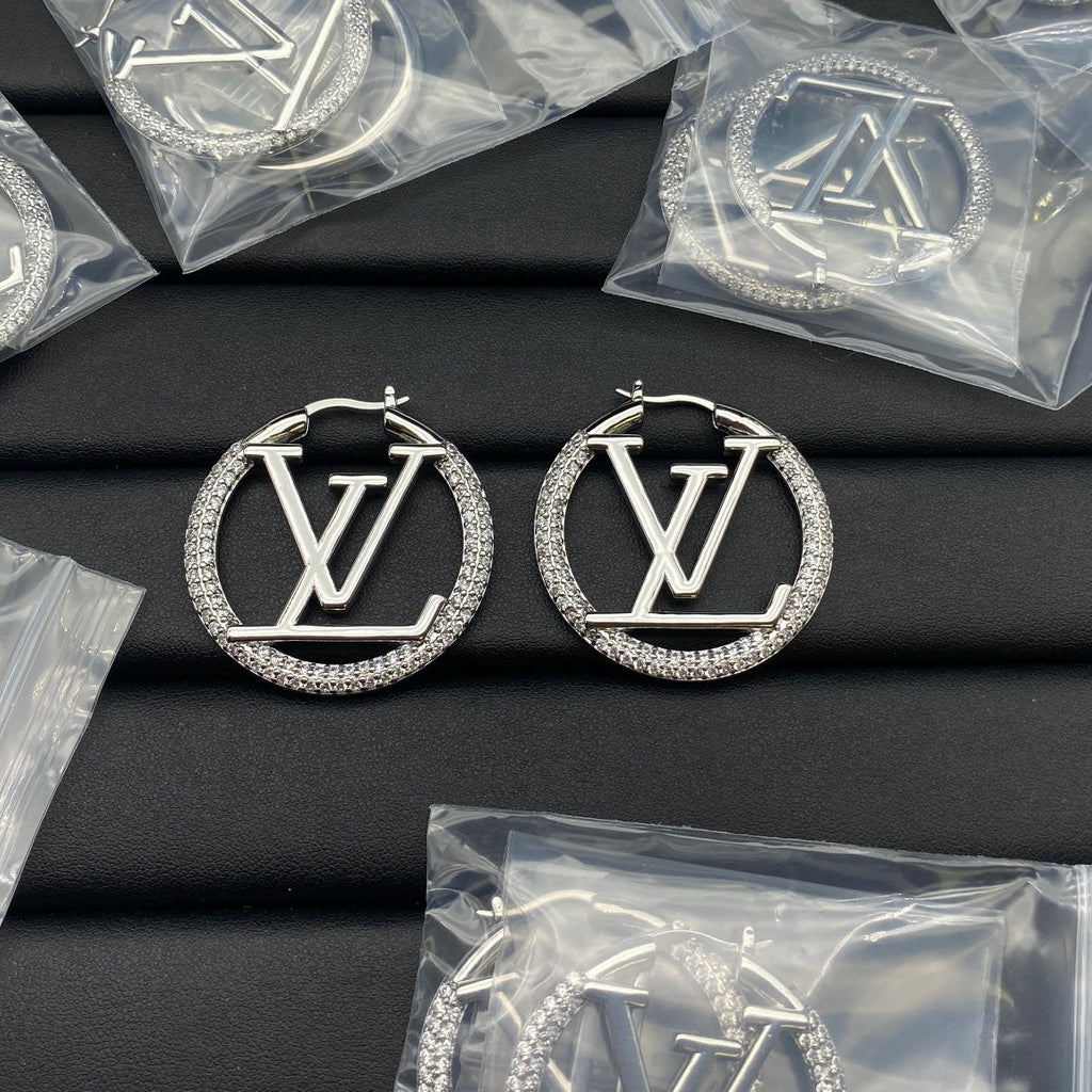 18K Louis Vuitton Louise Hoop Diamond Earrings