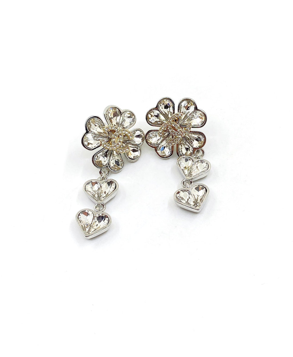 18K  Chanel Crystal Flower Earrings