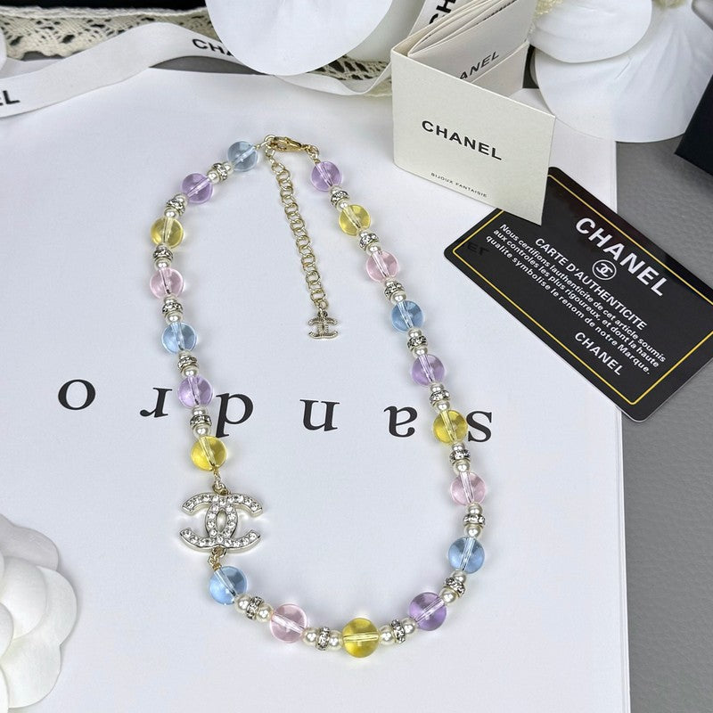 18K  Chanel 26C Color Crystal Necklace
