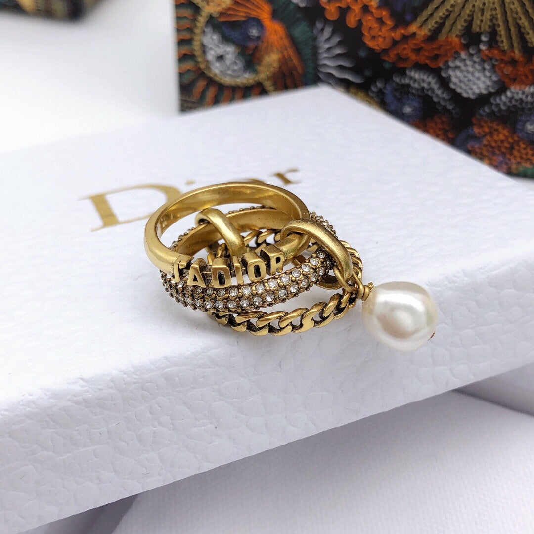 18K Dior Pearl & Crystal J'Adior Rings
