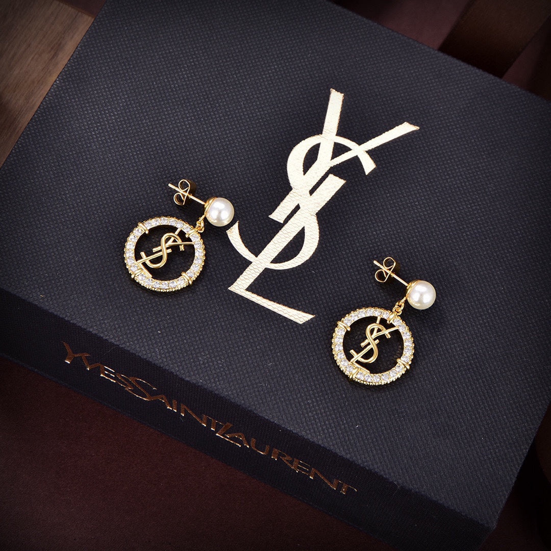18K YSL Circle Diamonds Earrings