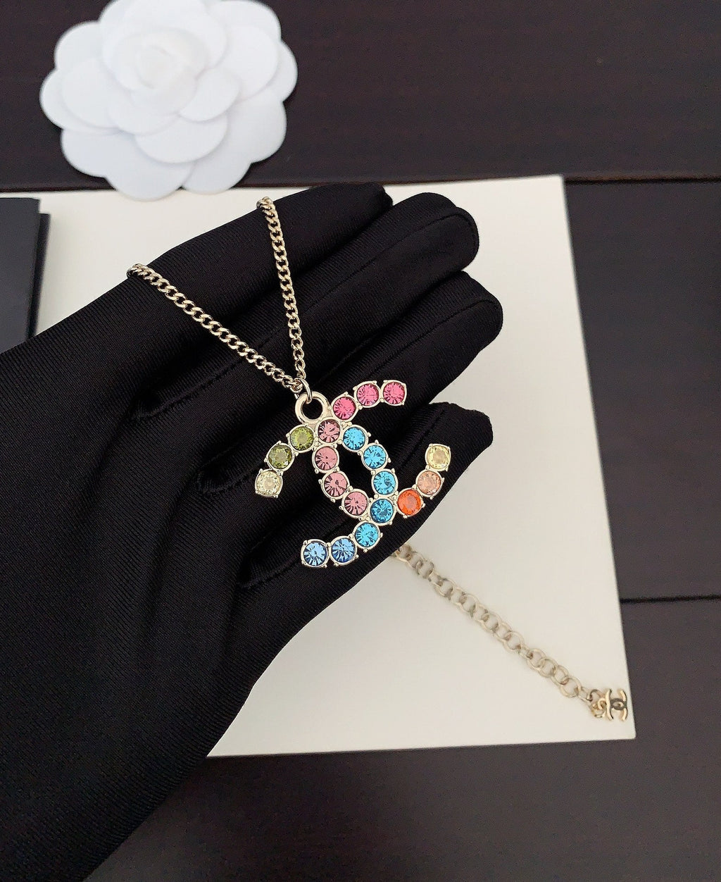 18K  Chanel Color Crystals Necklace