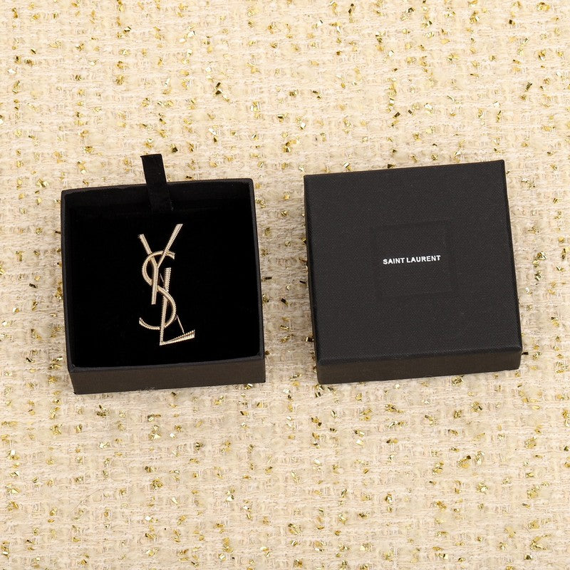 18K YSL Stripe Gold Brooch