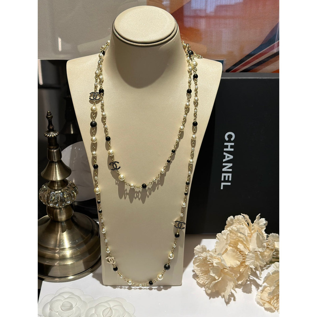 18K  Chanel 24S Long Pearls Necklace