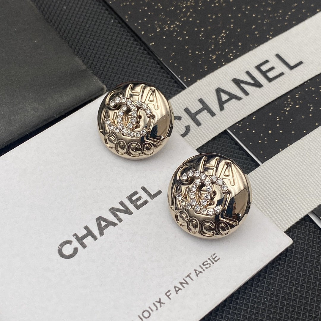 18K  Chanel Circle Diamond Earrings