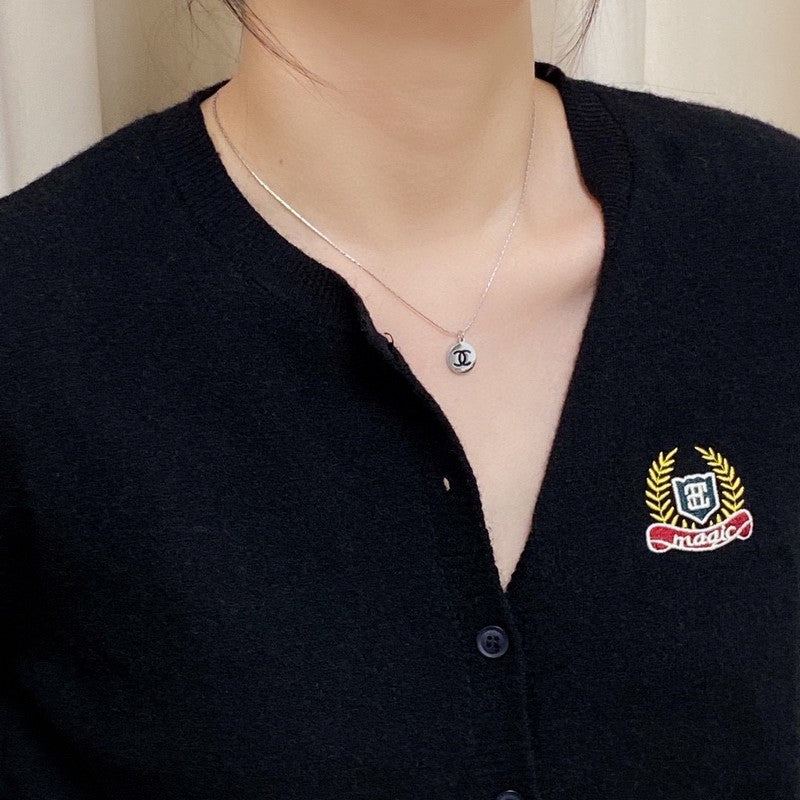 18K  Chanel Round Logo Necklace