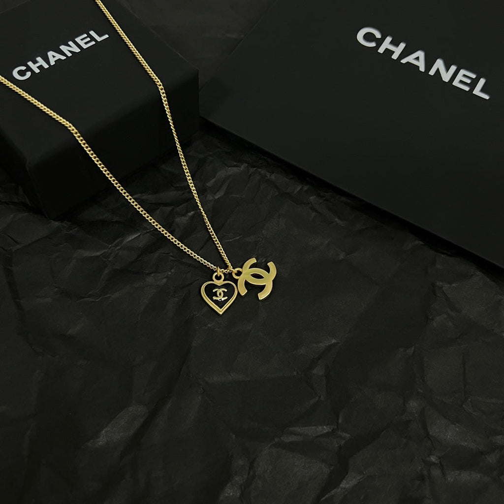 18K  Chanel Black Heart Necklace