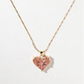 18K Celine Pink Heart Crystal Necklace