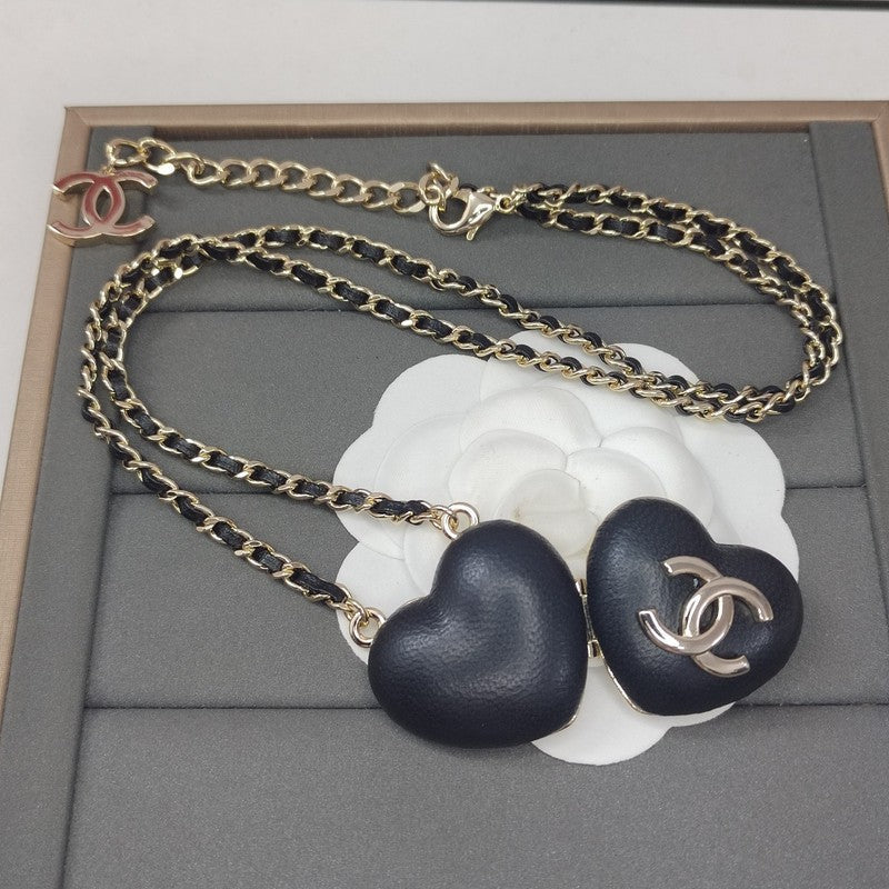18K  Chanel Black Heart Gold Necklace