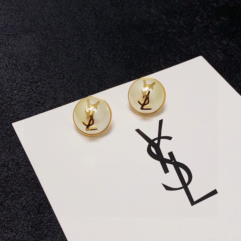 18K YSL White & Red Earrings