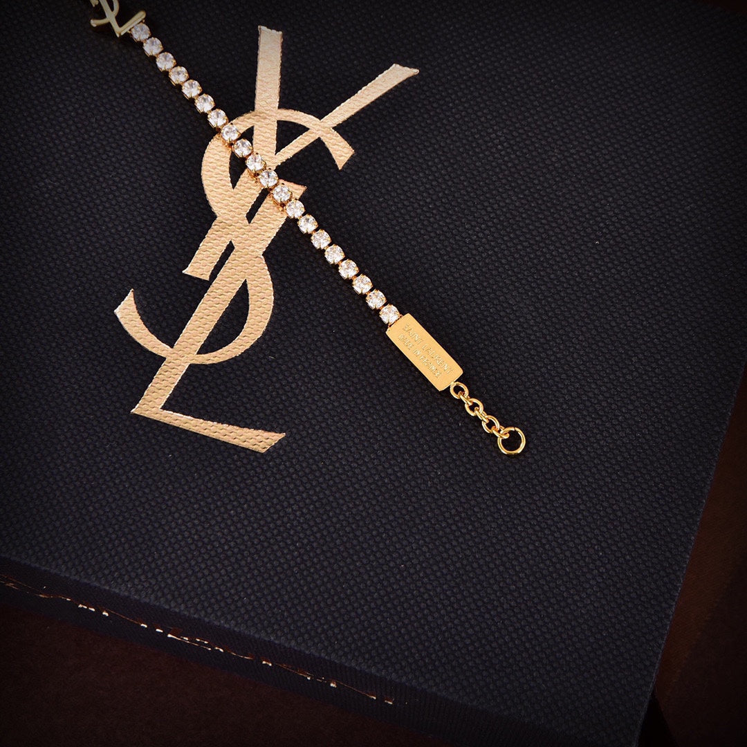 18K YSL Crystals Chain Bracelet