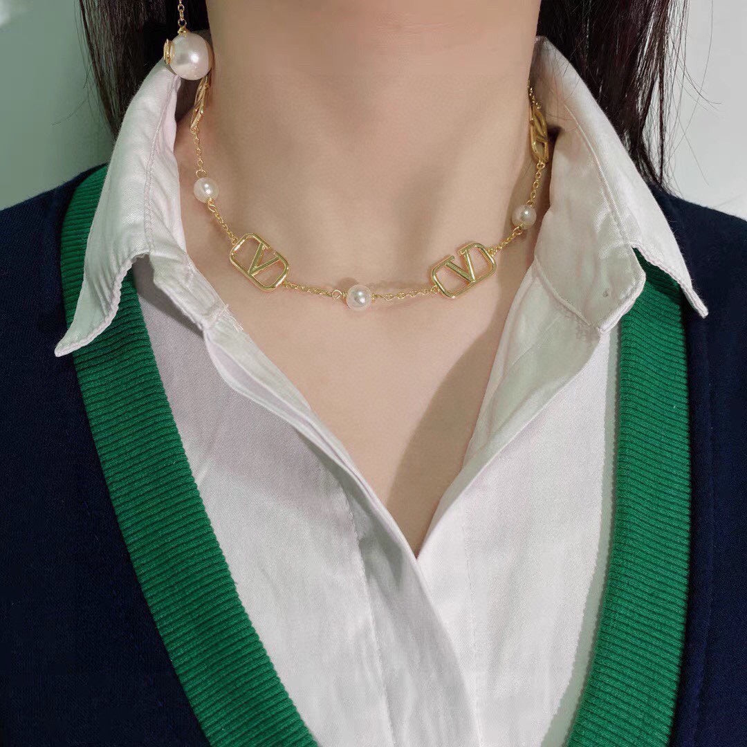 18K Valentino VLogo Necklace
