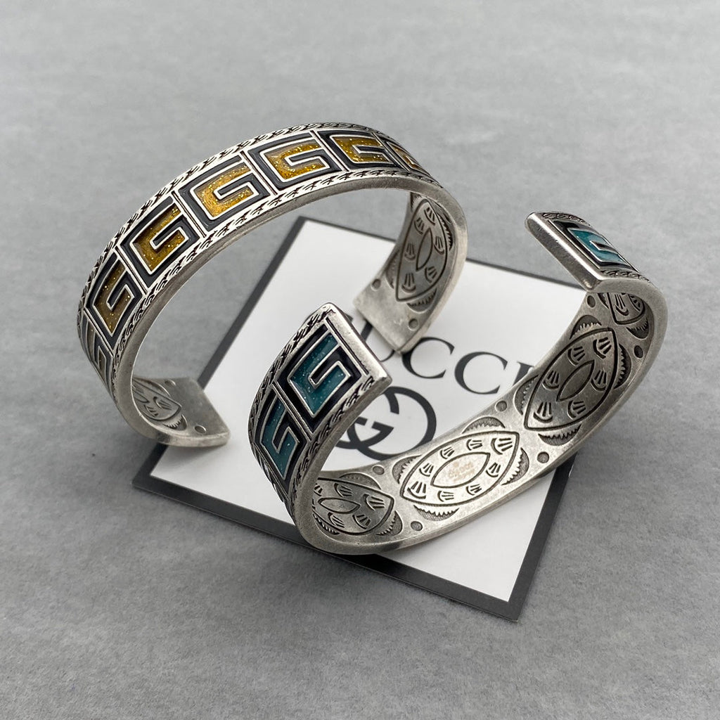 Double Gucci Cube Yellow Wide Bracelet