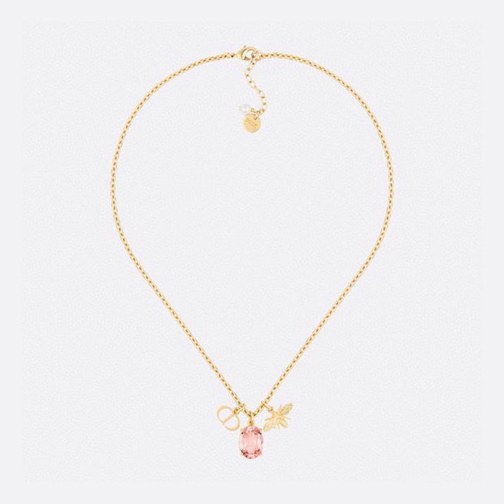 18K Petit Dior Pink Crystal Necklace