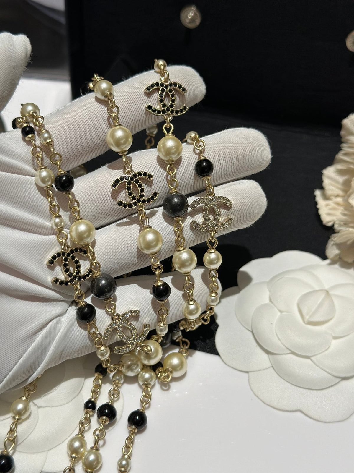 18K  Chanel 24S Long Pearls Necklace