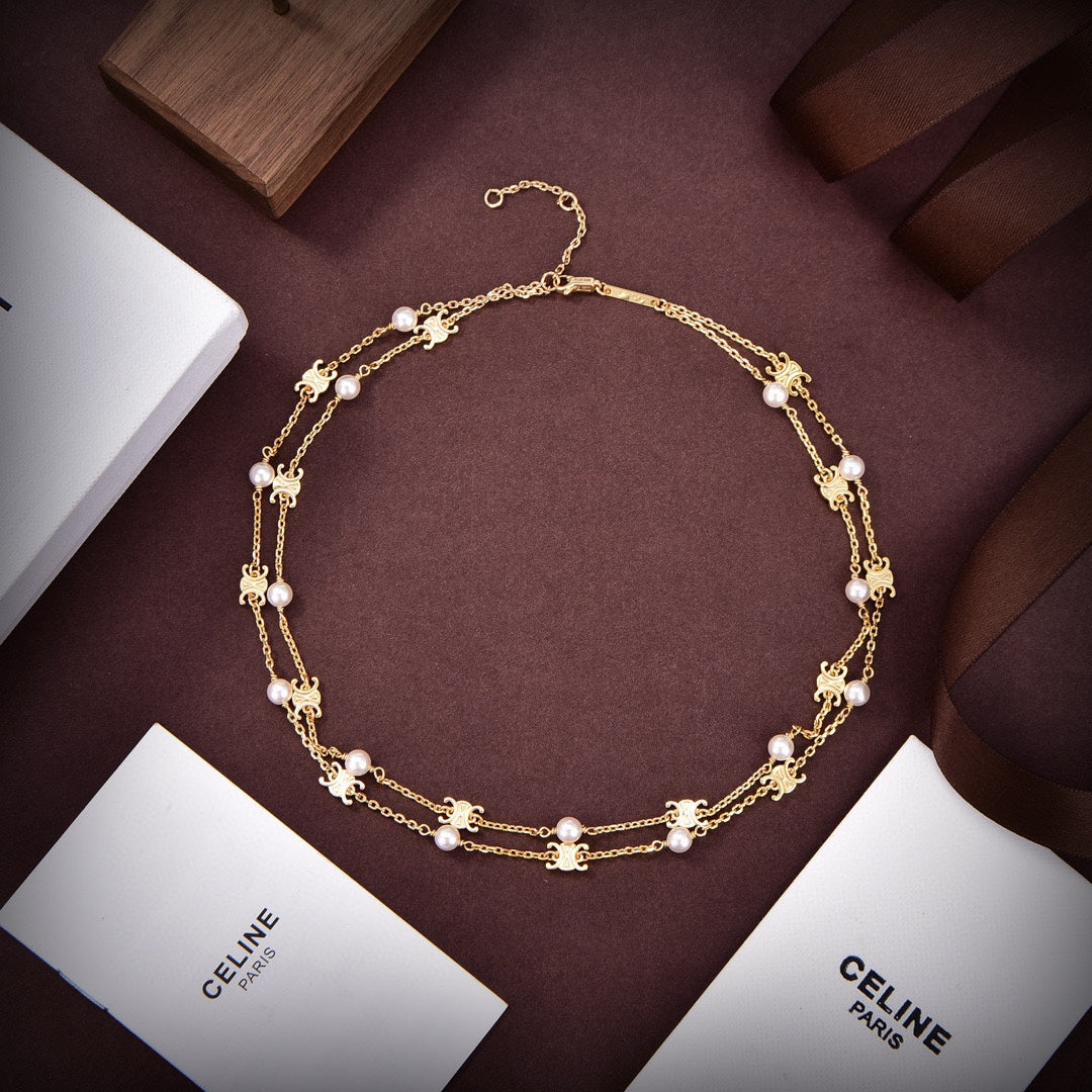 18K Celine Pearl Double Necklace