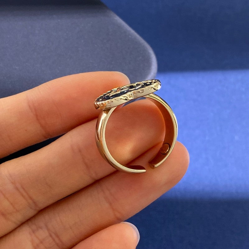 18K  Chanel Black Open Ring