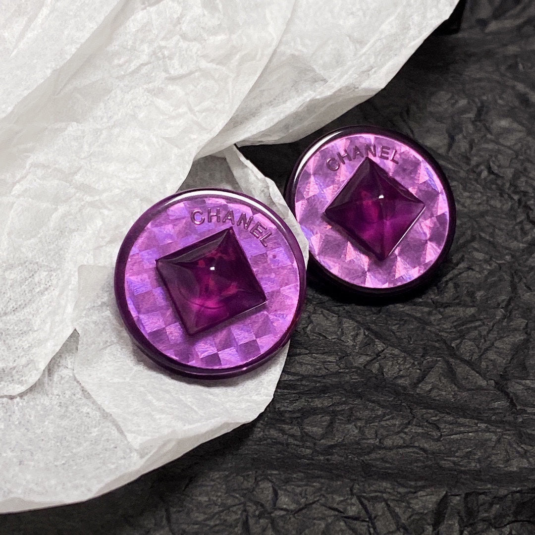 18K Vintage  Chanel Purple Earrings