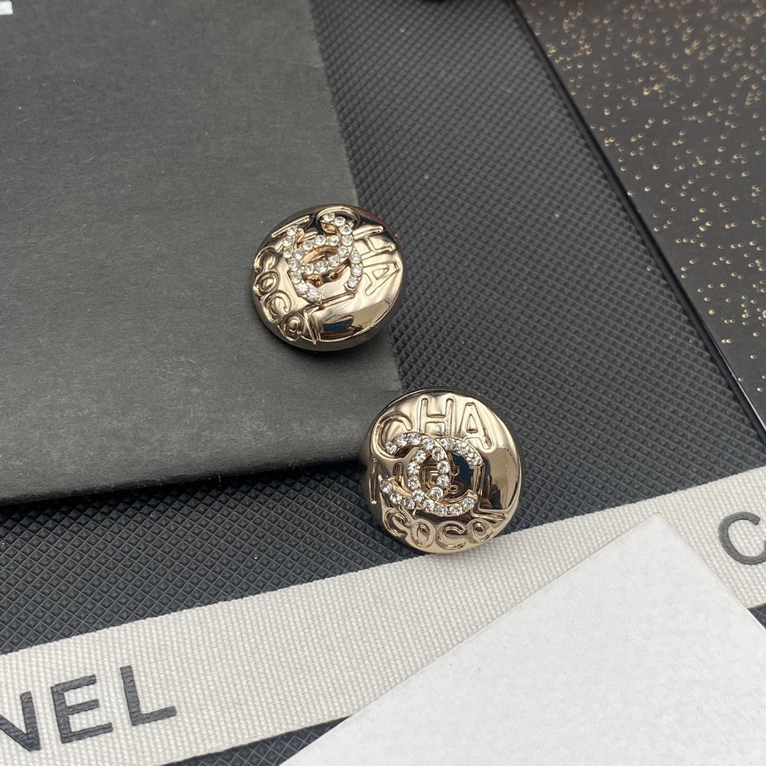 18K  Chanel Circle Diamond Earrings