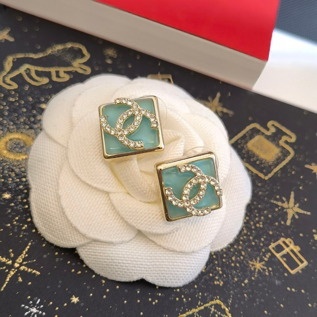 18K  Chanel Blue Resin Earrings