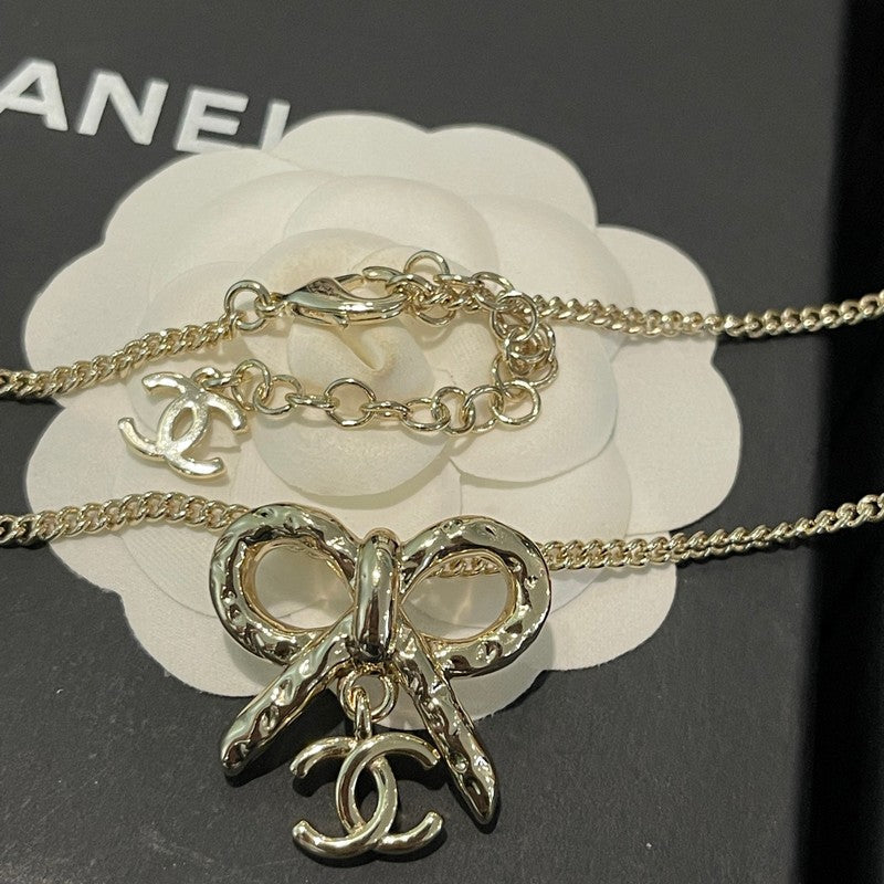 18K  Chanel Gold Bow Tie Necklace