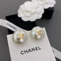 18K  Chanel Pearl Gold Round Earrings