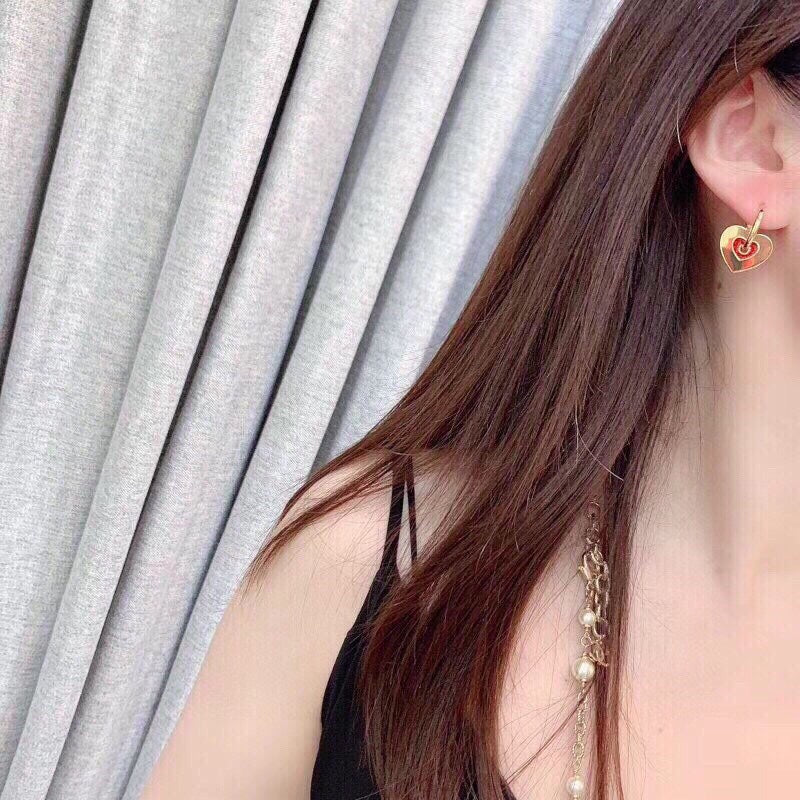 18K Celine Red Heart Earrings