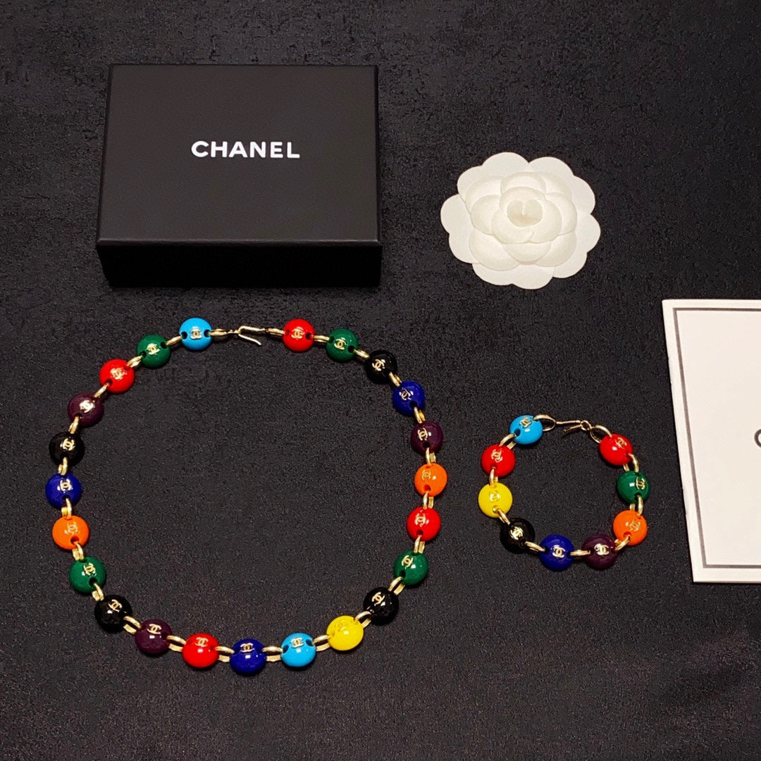 18K  Chanel Color Beads Necklace