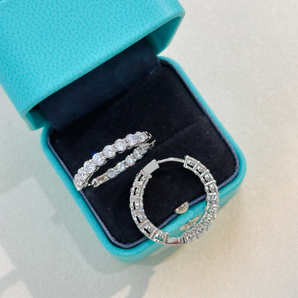 18K Tiffany Hoop Diamonds Earrings