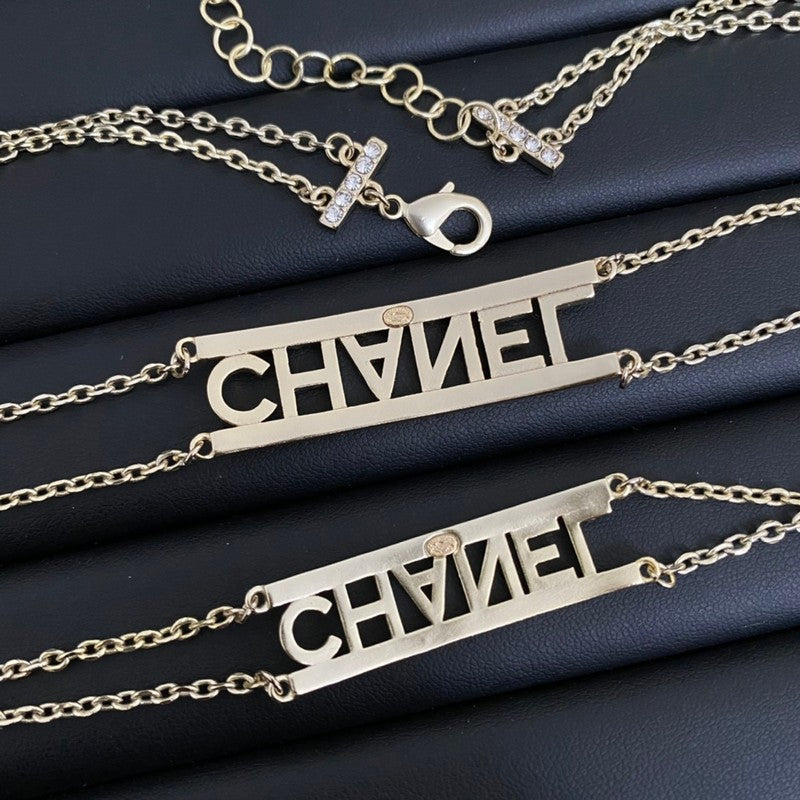 18K  Chanel Letter Diamond Choker Necklace